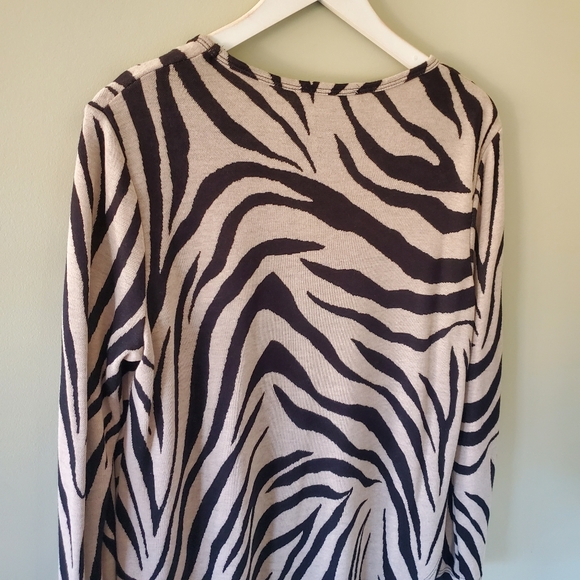 Karen Kane USA L Modern Contempoary Abstract Zebra Retro Jersey Knit Tunic Top - Picture 9 of 11
